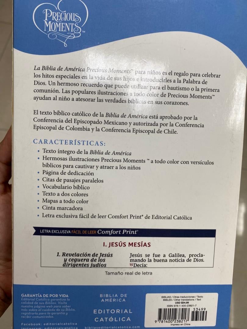 Biblia católica de américa en símil piel con canto plateado letra grande