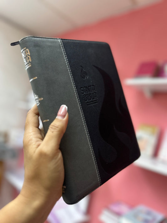 Biblia versión RV1960 letra gigante con cierre canto plateado palabras de Jesús en rojo
