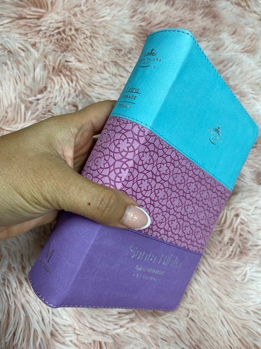 Biblia mediana letra grande 11 puntos con cierre e índice versión RV960 palabras de Jesús en rojo con concordancia