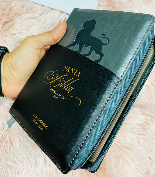Biblia mediana de letra grande 11 puntos con cierre e índice versión RV1960 canto dorado palabras de Jesús en rojo y concordancia