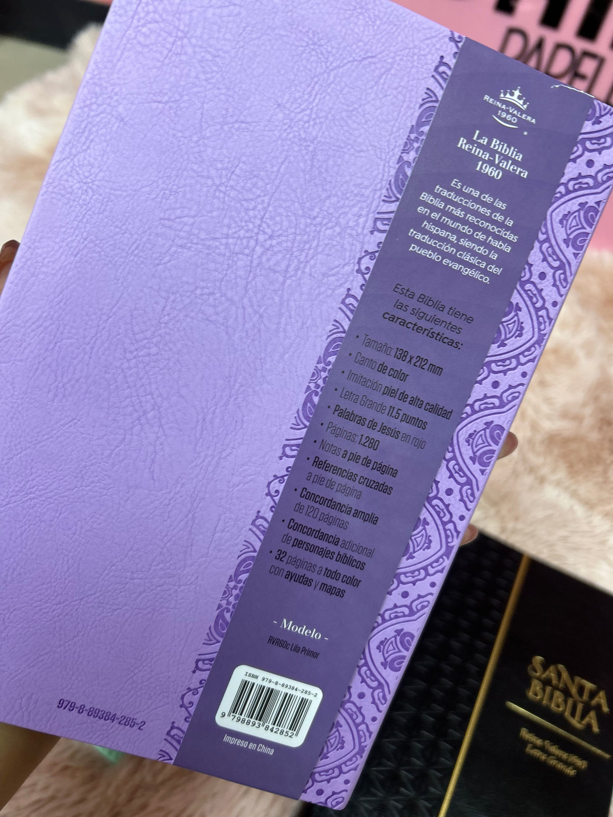 Biblia de letra grande 11,5 puntos en símil piel canto pintado palabras de Jesús en rojo y concordancia