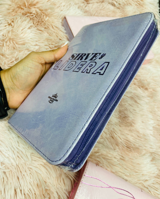 Biblia sirve y lidera letra grande 12 puntos versión RV1960 con cierre canto plateado contenido complementario