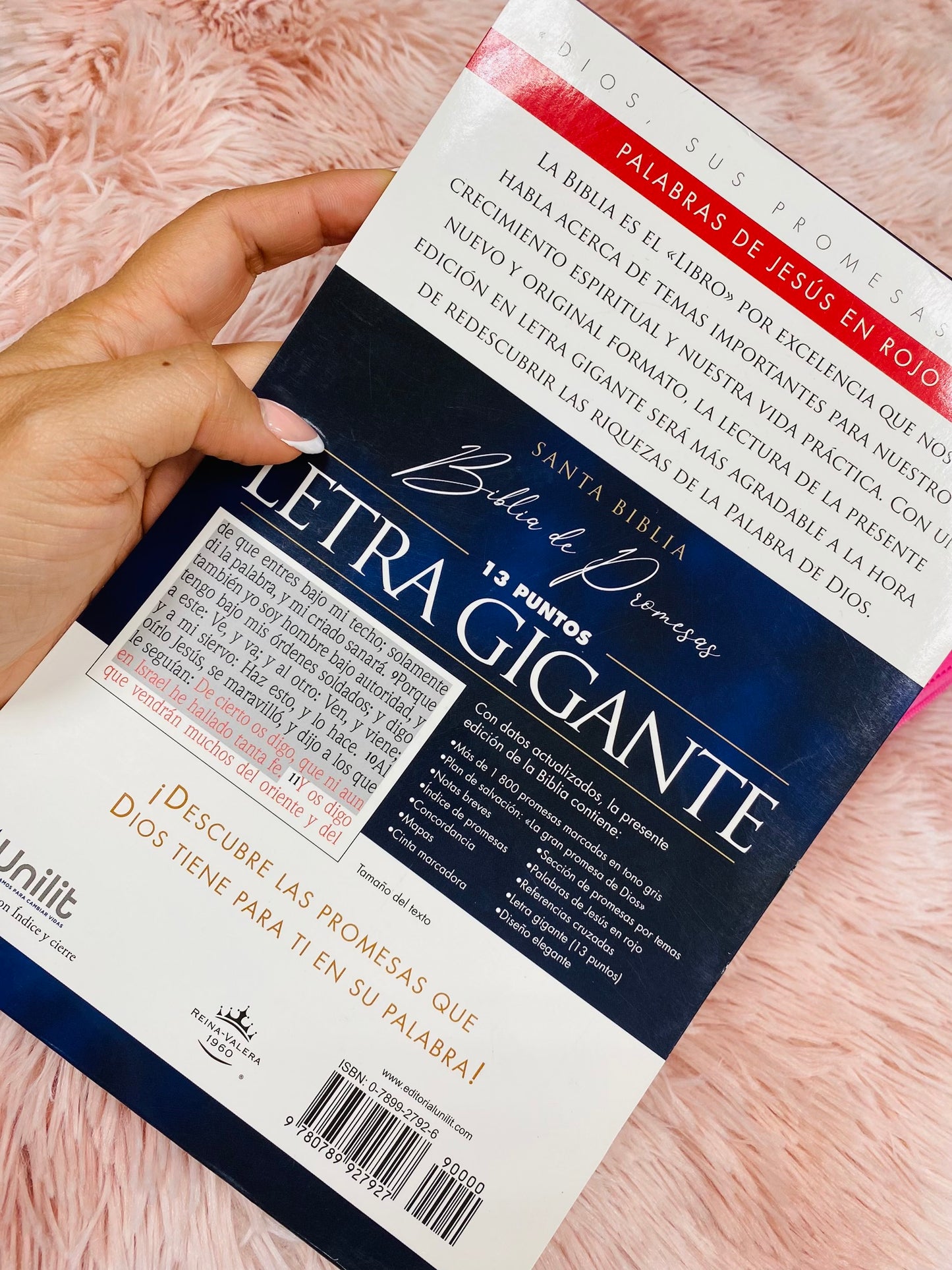 Biblia de promesas letra gigante 13 puntos con índice y cierre palabras de Jesús en rojo