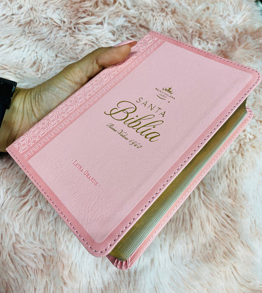 Biblia pequeña de letras grandes 12 puntos versión RV1960 canto dorado tapa flexible simil piel con concordancia