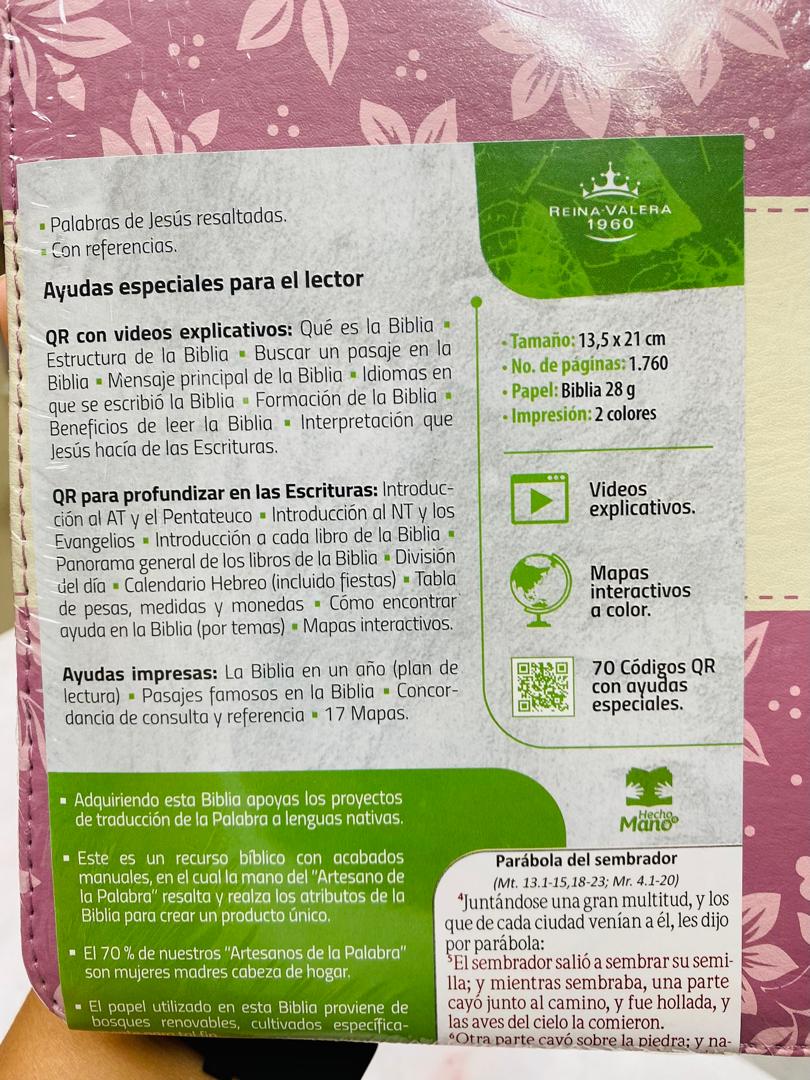 Biblia letra grande versión RV1960 con cierre y canto pintado palabras de Jesús resaltadas