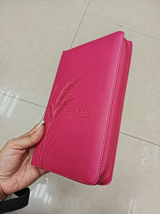 Biblia de promesas símil piel con cierre y canto plateado versión RV1960 letra grande 12 puntos