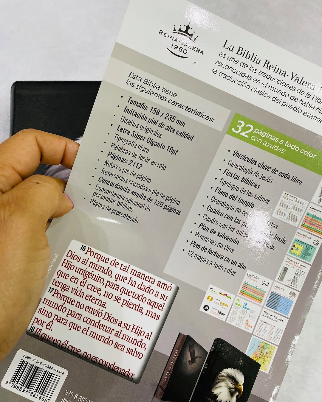 Biblia letra gigante 19 puntos versión RV1960 canto pintado con concordancia