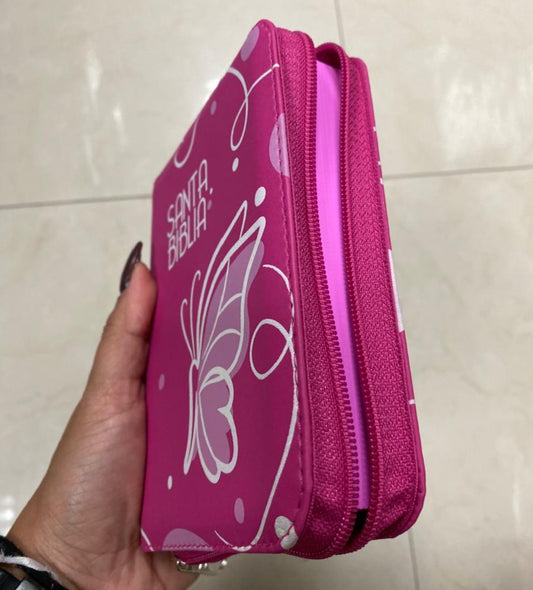 Biblia de bolsillo letra mediana 10,5 puntos con cierre y palabras de Jesús en rojo canto pintado versión RV60