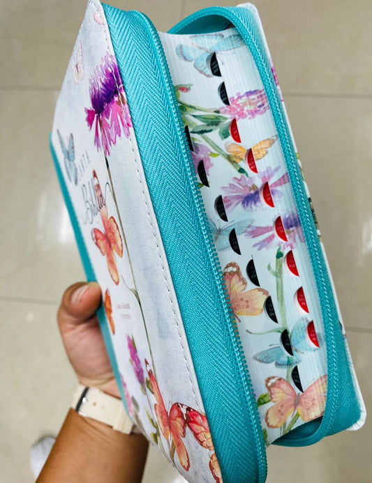 Biblia letra grande 11 puntos con cierre e índice y canto floreado versión RV1960 con concordancia