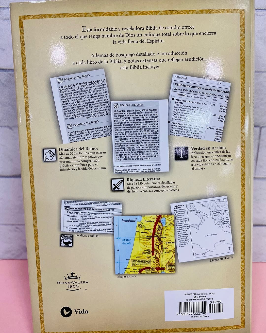 Biblia de estudio plenitud en tapa dura versión RV1960 letra mediana