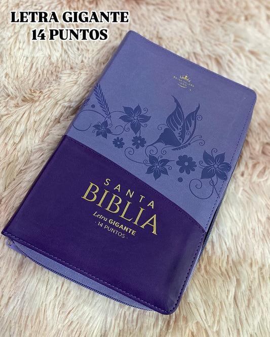 Biblia símil piel letra gigante 14 puntos con cierre e índice versión RV1960 canto dorado con concordancia