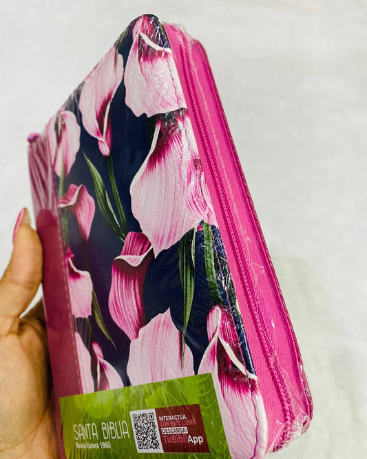 Biblia pequeña símil piel con cierre canto dorado versión RV60