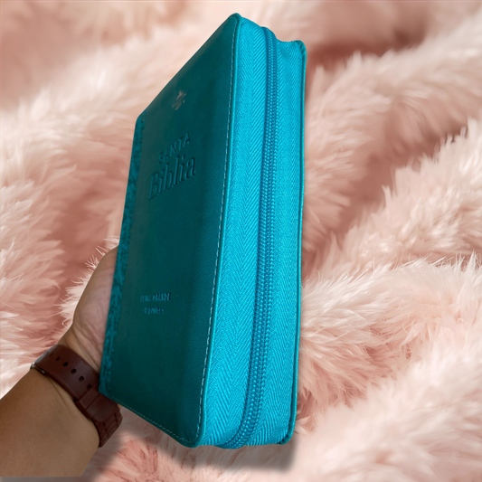 Biblia letra grande letra 12 puntos con canto plateado cierre y concordancia