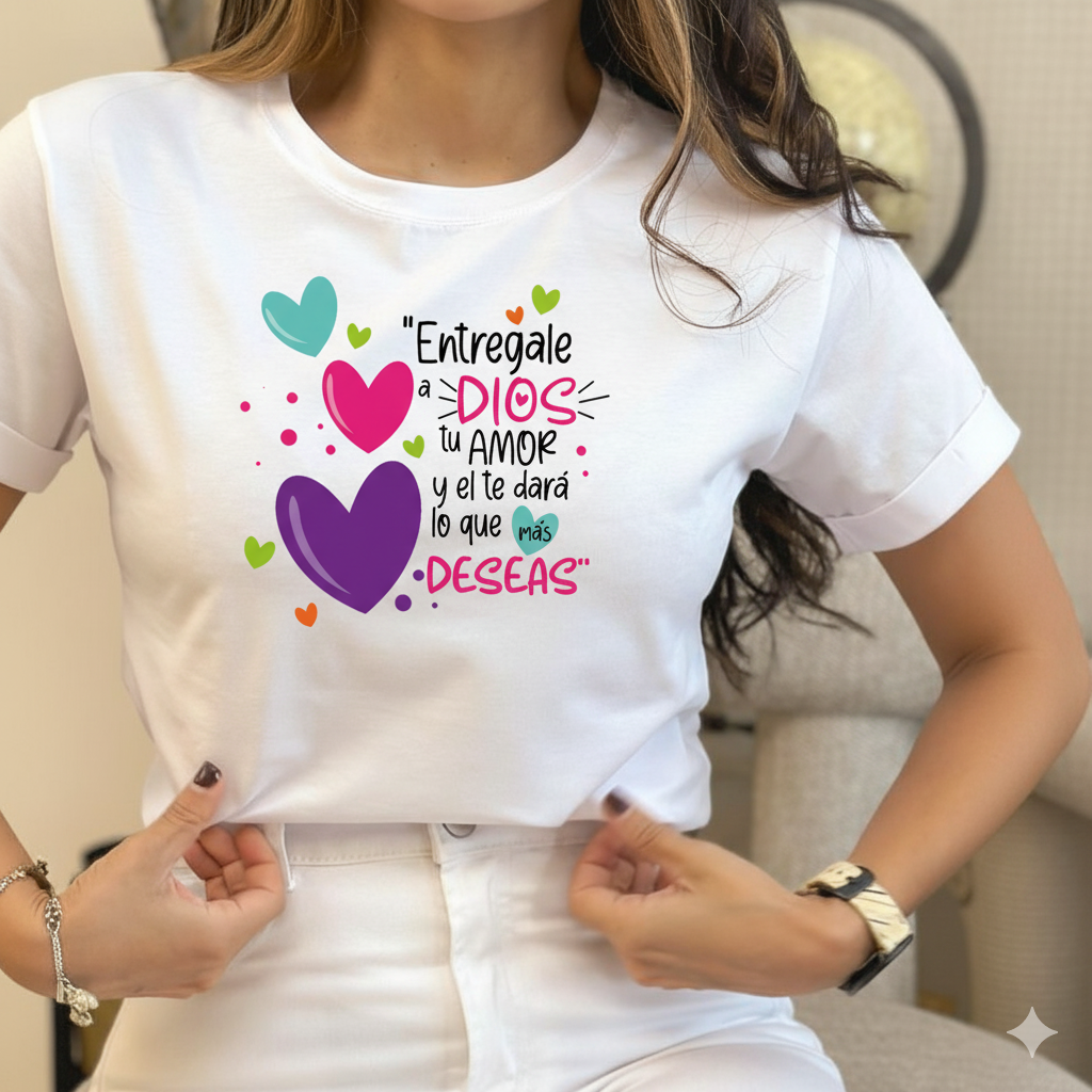 Franela 100% algodón talla S, M y XL con msjs bíblicos en impresión DTF full color