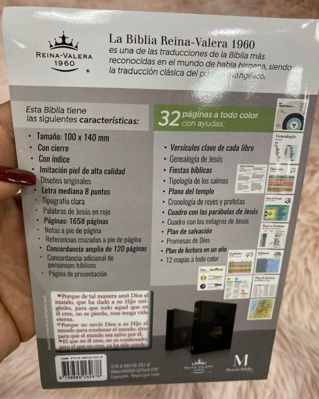 Biblia tamaño bolsillo con cierre e índice símil piel tamaño de letra mediana 8 puntos versión RV60