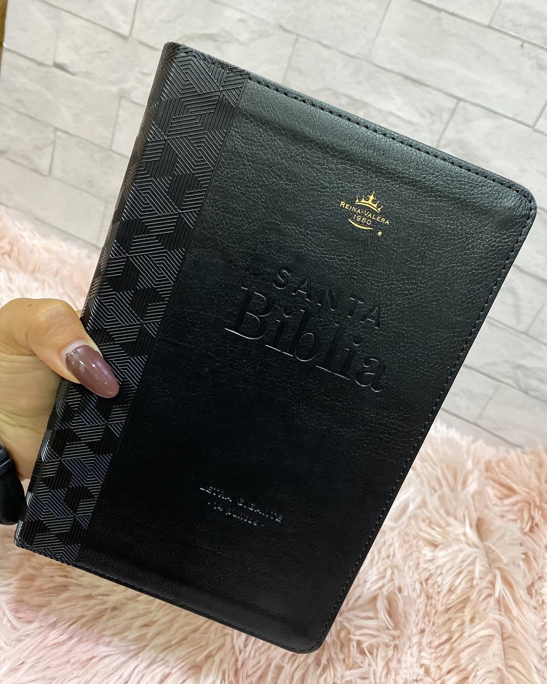 Biblia letra gigante 14 puntos versión RV1960 color negro con canto dorado y concordancia