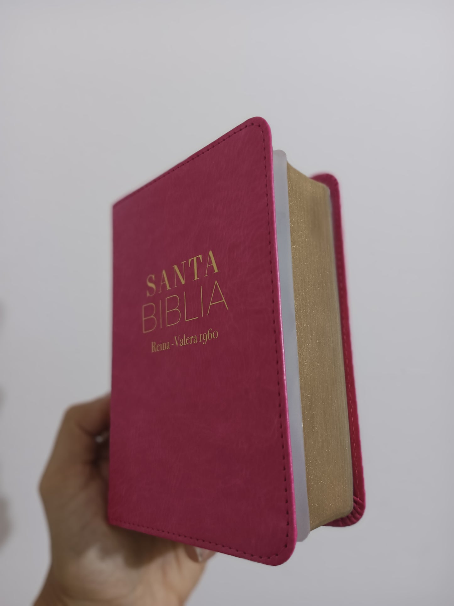 Biblia de bolsillo con canto dorado símil piel letra mediana 8 puntos versión RV60