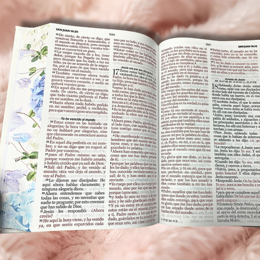Biblia en tapa dura letra grande 12 puntos de canto floreado versión RV60 con concordancia