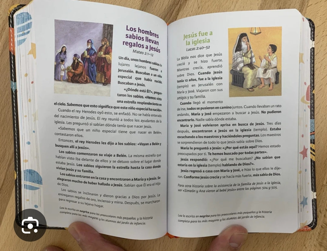 Biblia luz en mi camino versión NVI para jóvenes ilustrada letra mediana 8,5 puntos canto pintado