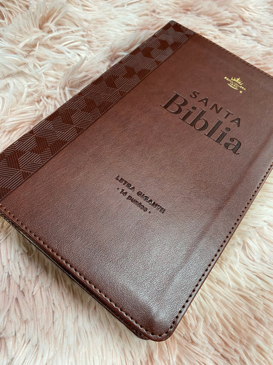 Biblia letra gigante de 14 puntos con canto dorado en símil piel versión RV1960 con concordancia