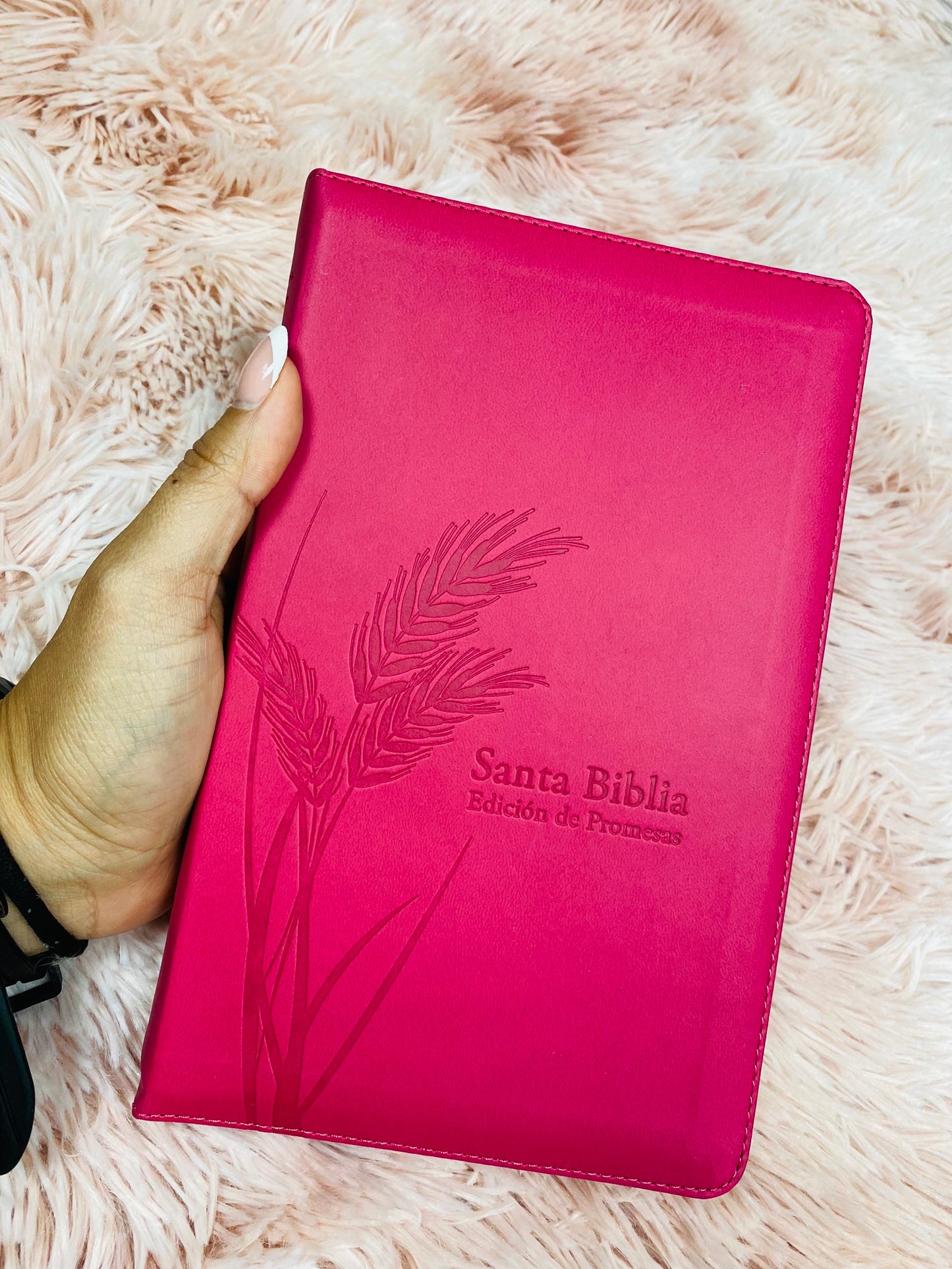 Biblia de promesas símil piel con cierre y canto plateado versión RV1960 letra grande 12 puntos