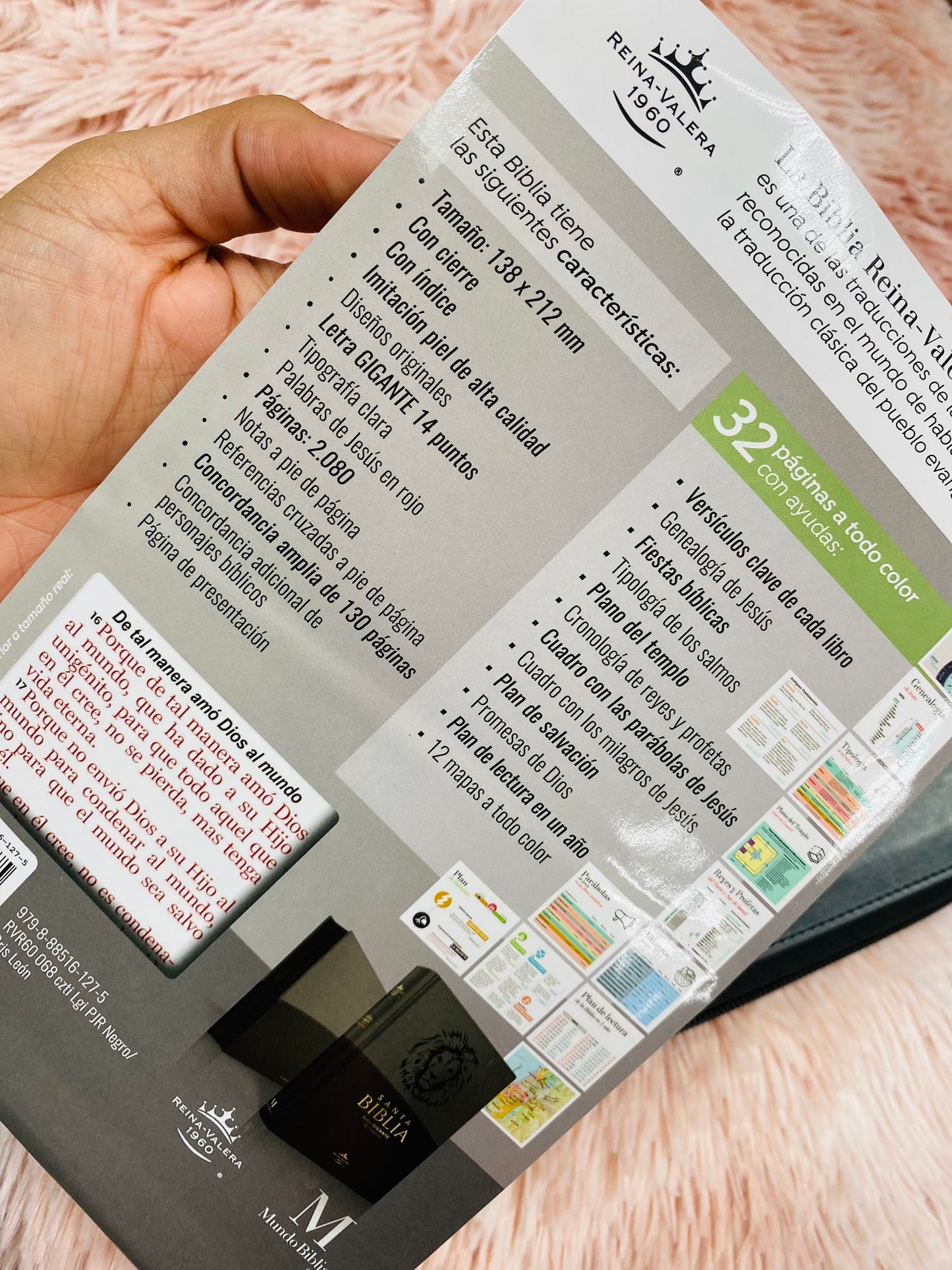 Biblia letra gigante 14 puntos símil piel versión RV1960 con cierre e índice y concordancia