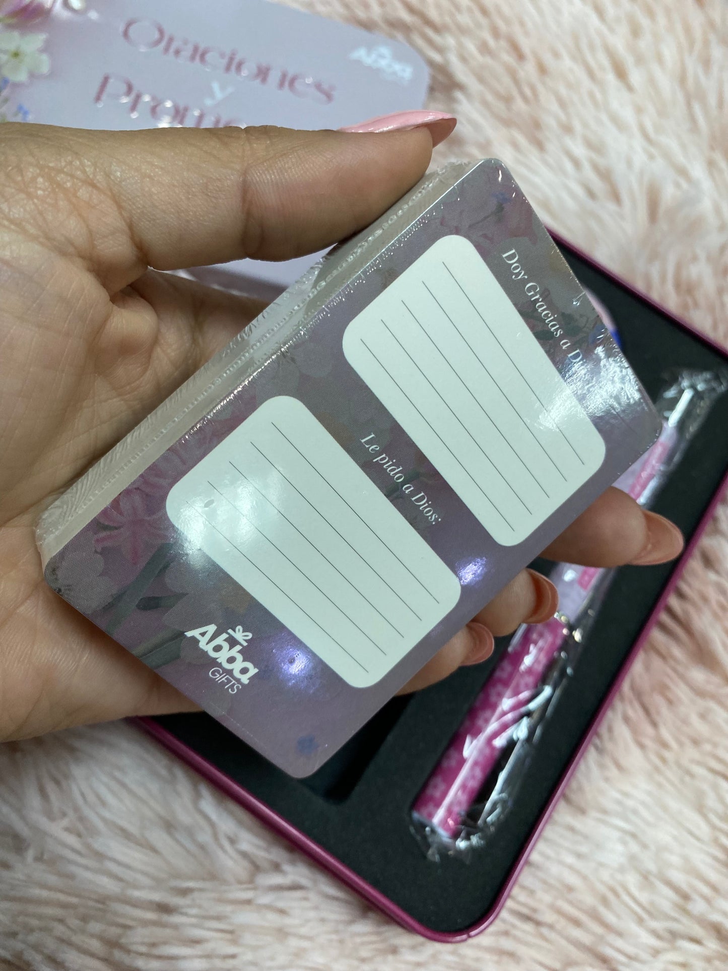 Caja de regalo bolígrafo llavero y promesas