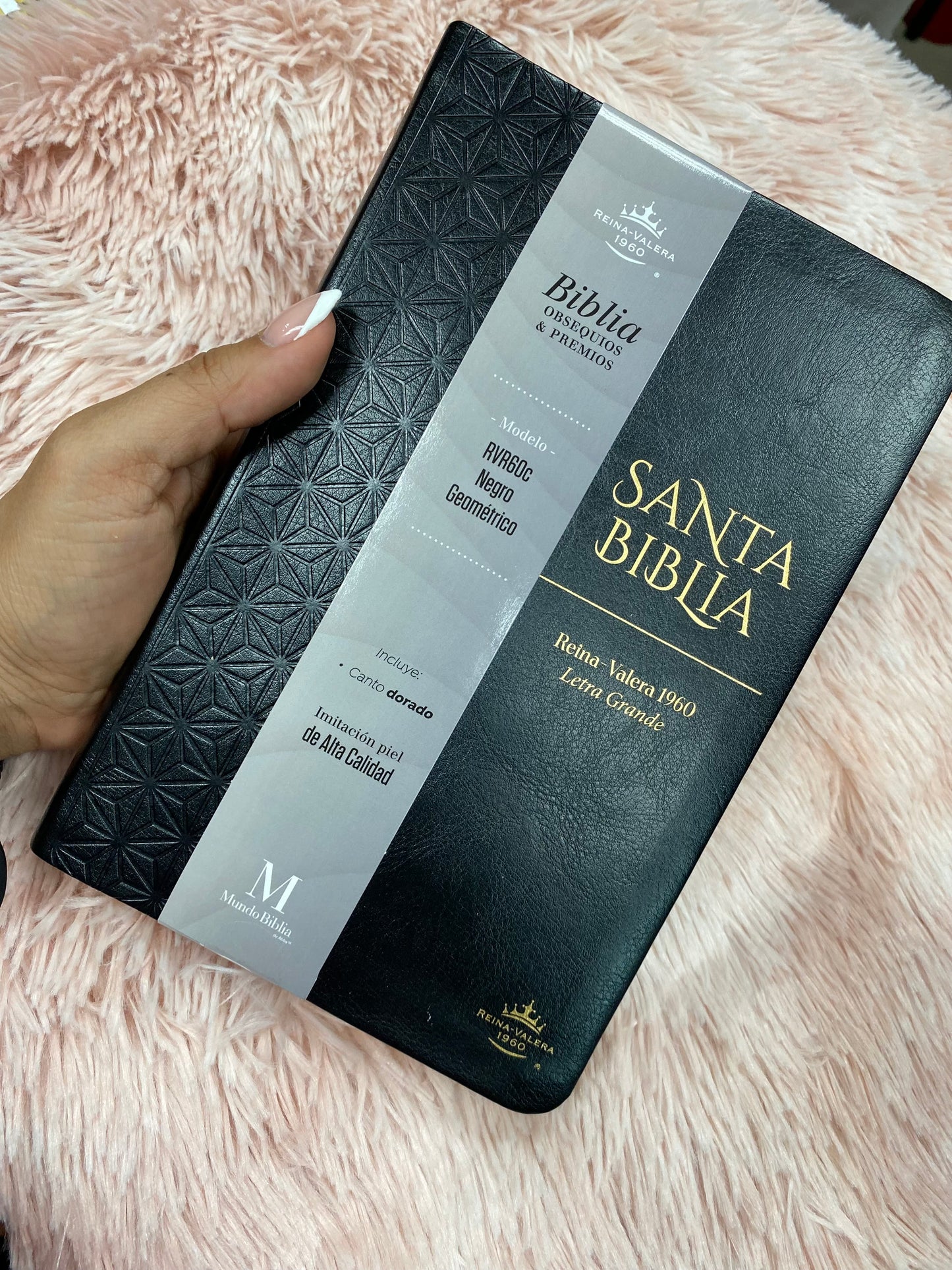 Biblia versión RV1960 en imitación piel de alta calidad letra grande 11,5 puntos canto pintado con concordancia y palabras de Jesús en rojo