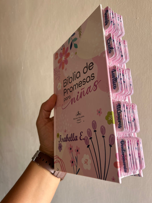 Biblia de promesas para niñas RV1960 tapa dura + personalizado