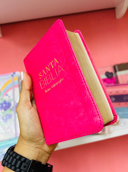 Biblia de bolsillo con canto dorado símil piel letra mediana 8 puntos versión RV60