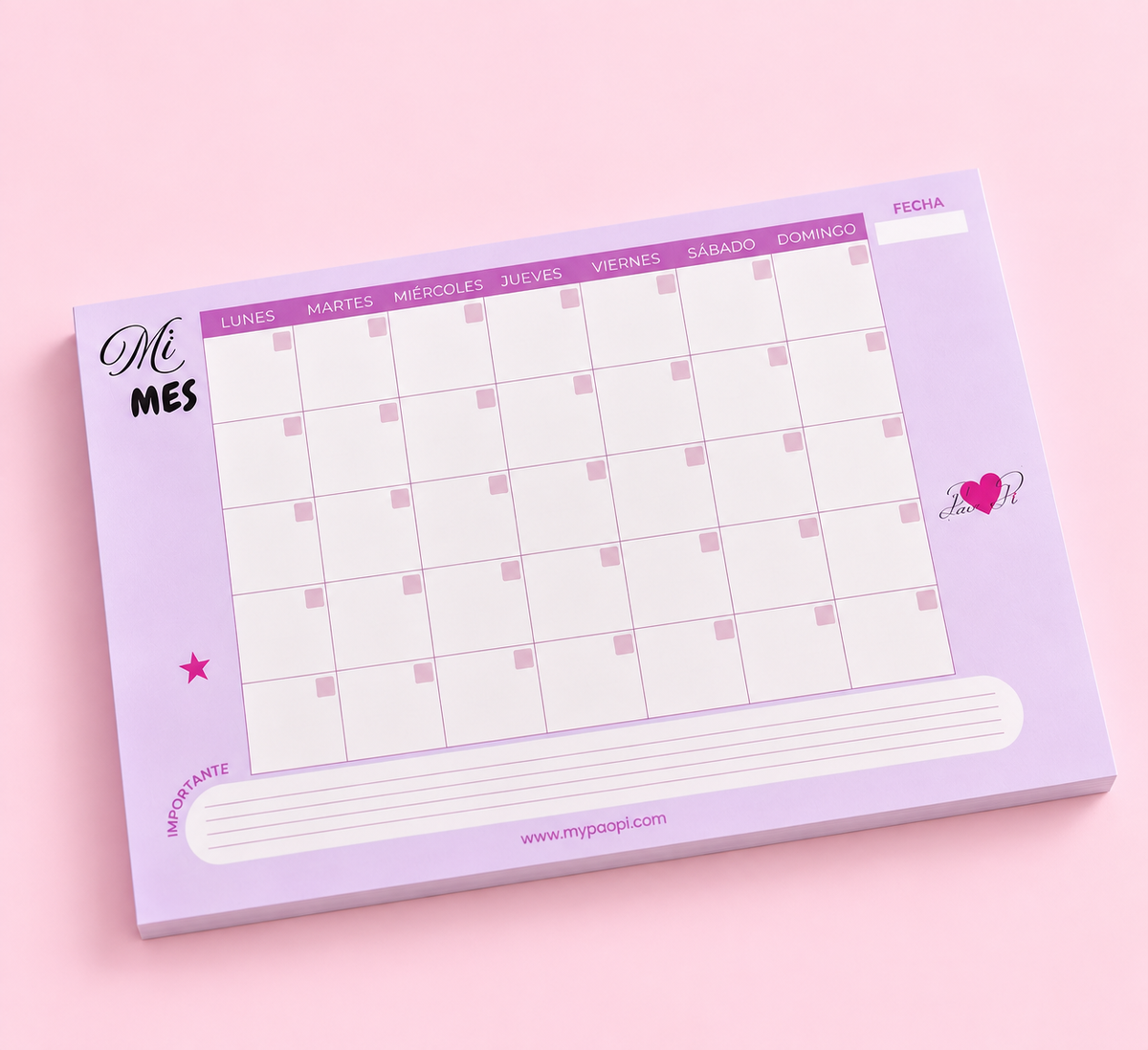 Planner mensual para escritorio tamaño A4