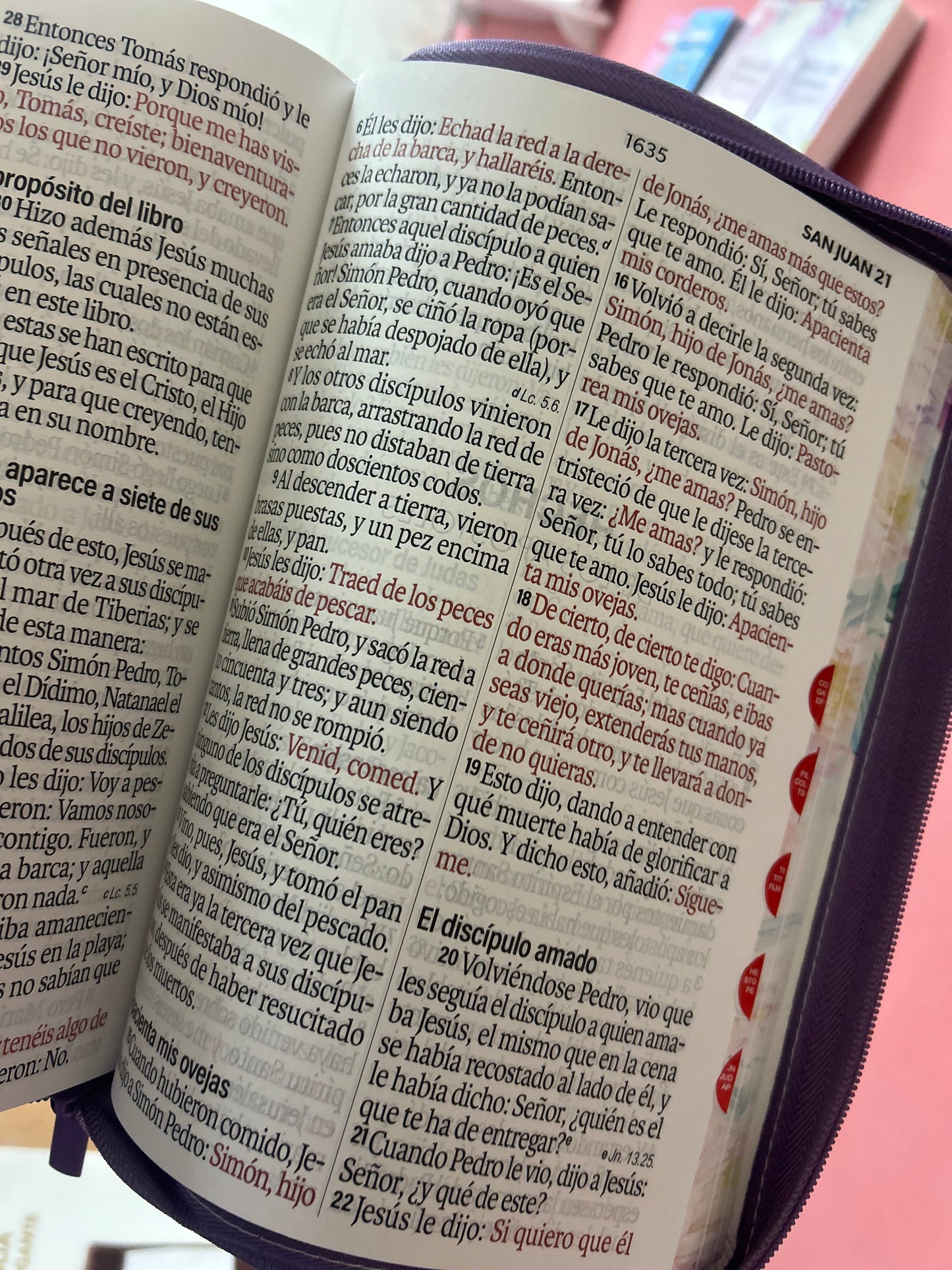 Biblia letra extra gigante 19 puntos versión RV1960 con cierre índice palabras de Jesús en rojo y concordancia