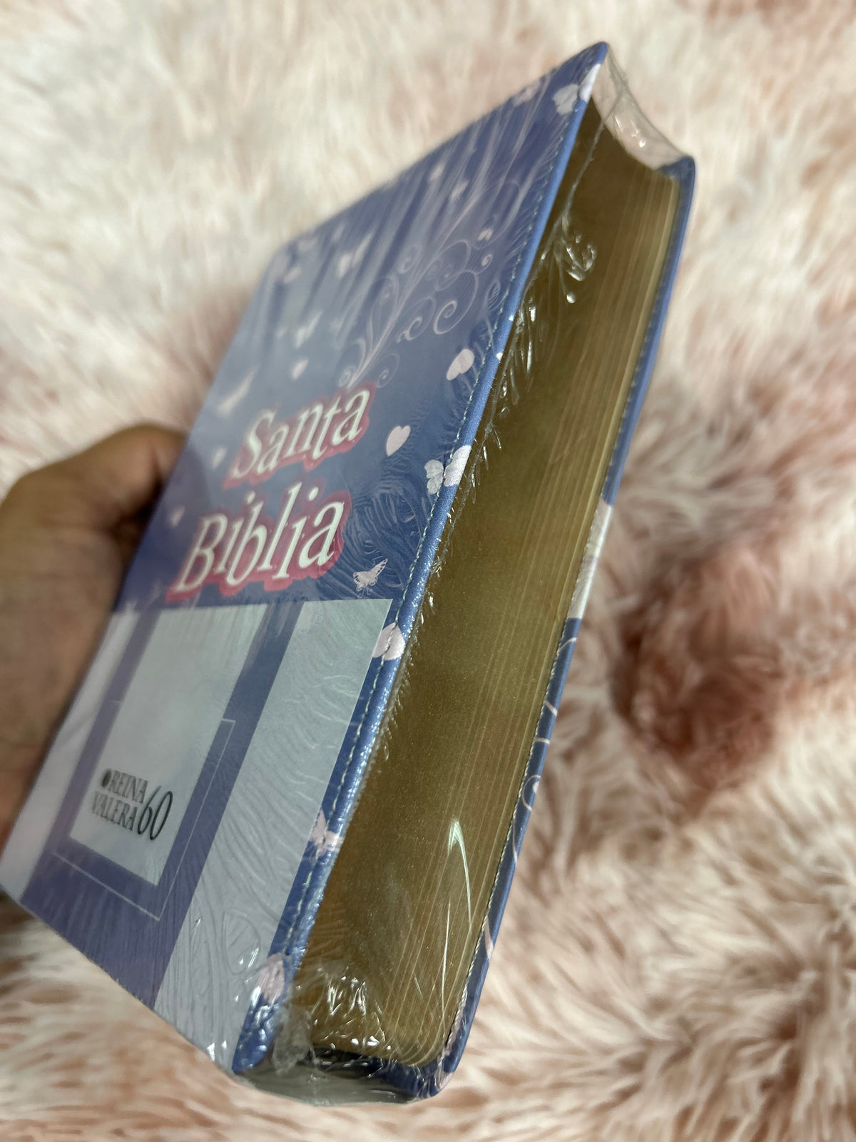 Biblia versión RV1960 tamaño compacta letra grande 10 puntos palabras de Jesús en rojo canto dorado semi piel