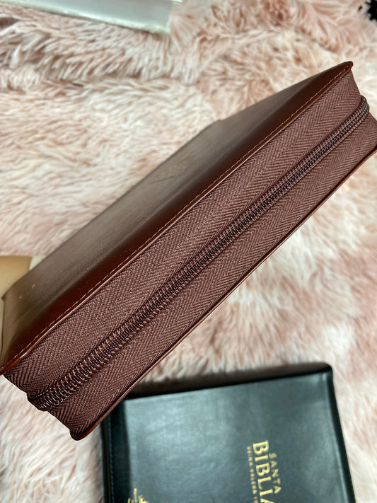 Biblia pequeña letra grande de 11 puntos con cierre y canto dorado versión RV1960 con concordancia