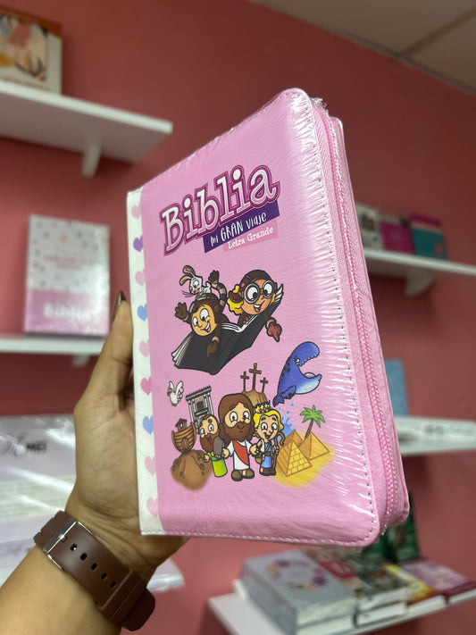 Biblia para niñas completa versión RV1960 ilustrada letra grande con cierre