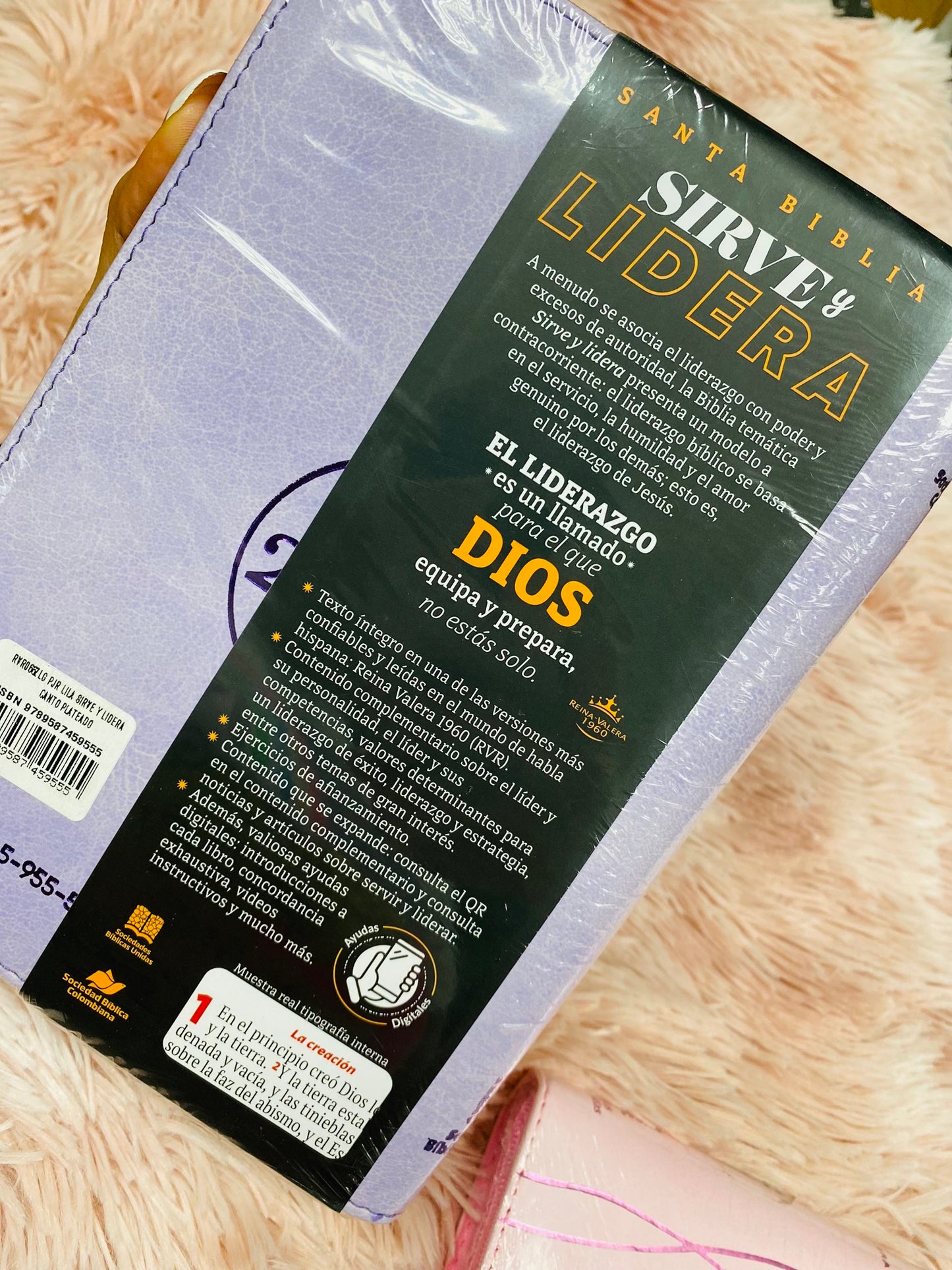 Biblia sirve y lidera letra grande 12 puntos versión RV1960 con cierre canto plateado contenido complementario