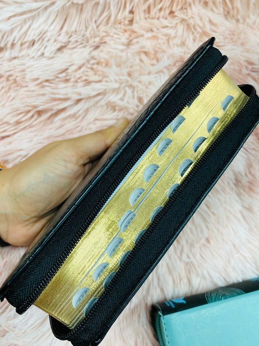 Biblia de bolsillo tipo monedero con cierre e índice letra mediana versión RV1960