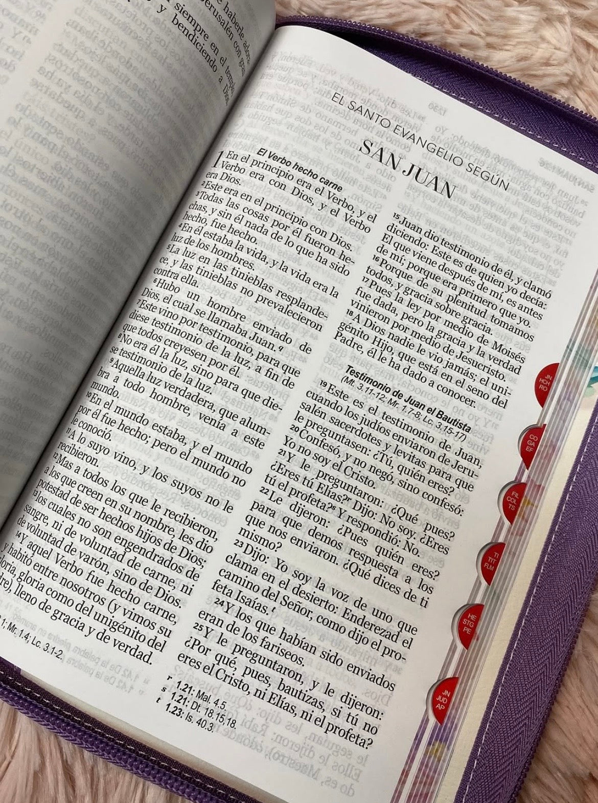 Biblia versión RV1960 letra grande  12 puntos con cierre índice canto pintado palabras de Jesús en rojo