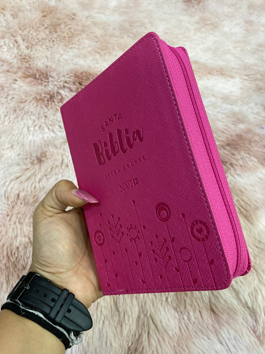 Biblia versión NVI de bolsillo con cierre y palabras de Jesús en rojo