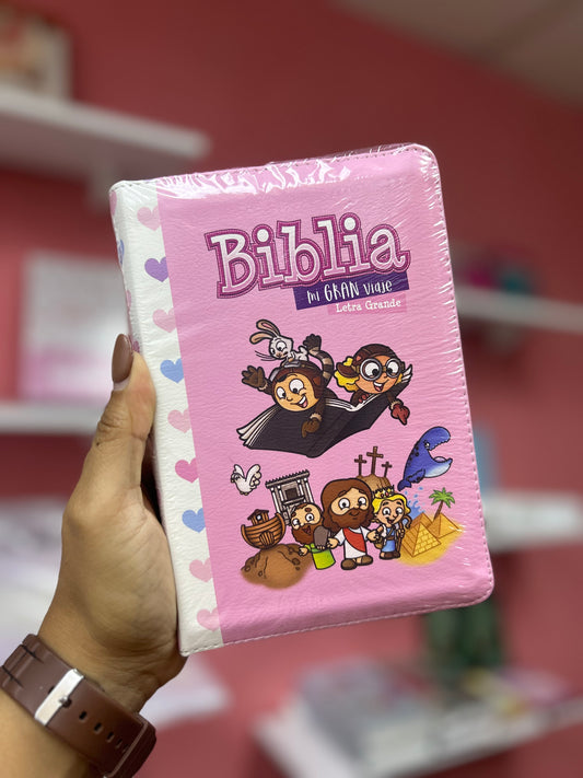 Biblia para niñas completa versión RV1960 ilustrada letra grande con cierre