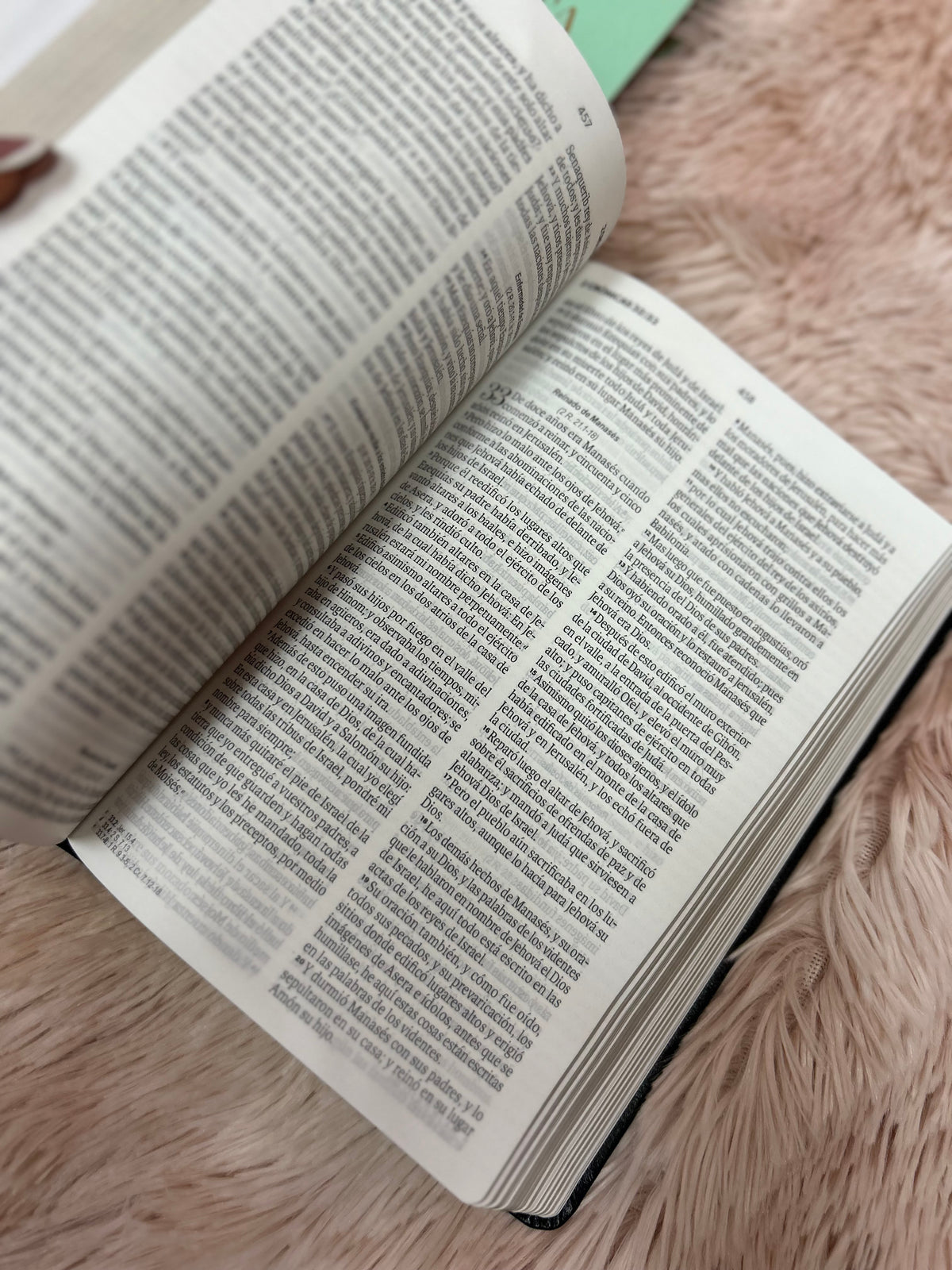 Biblia de letra grande 11,5 puntos en símil piel canto pintado palabras de Jesús en rojo y concordancia