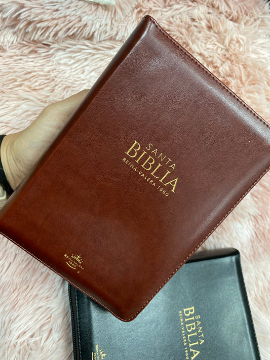Biblia pequeña letra grande de 11 puntos con cierre y canto dorado versión RV1960 con concordancia