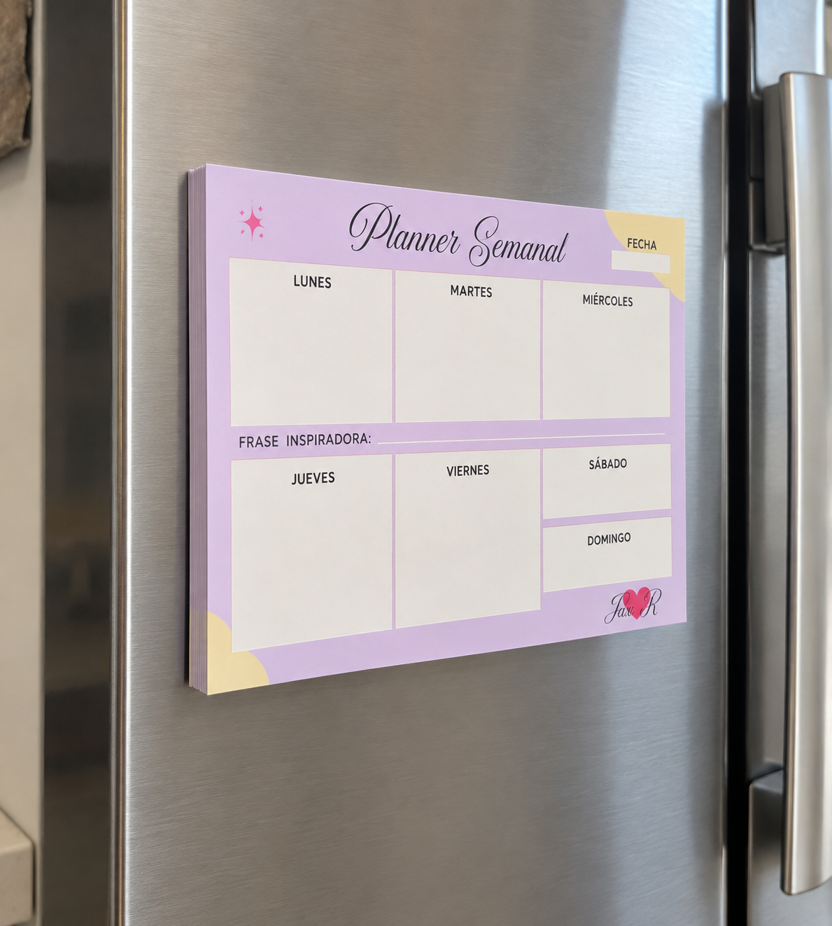 Planner semanal con imán para la nevera tamaño A4