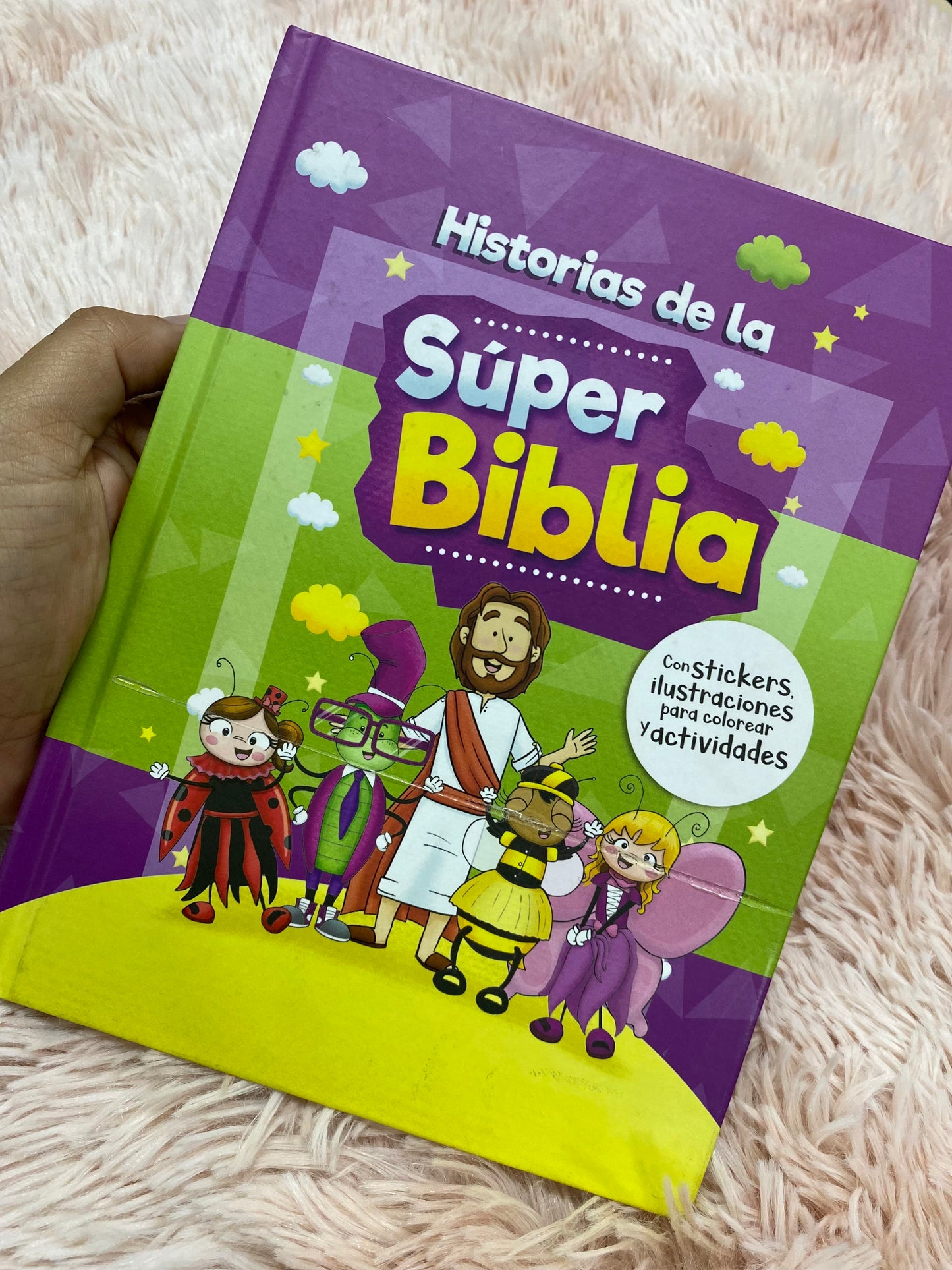 Historias de la súper biblia con stickers e ilustraciones para colorear la biblia