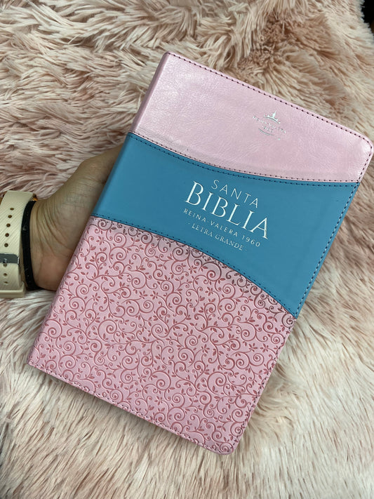 Biblia letra grande 12 puntos con canto dorado en símil piel tapa flexible versión RV1960