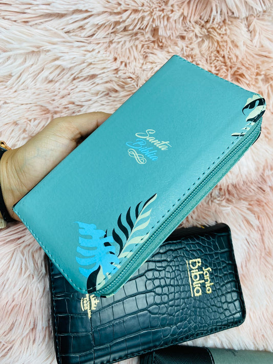 Biblia de bolsillo tipo monedero con cierre e índice letra mediana versión RV1960