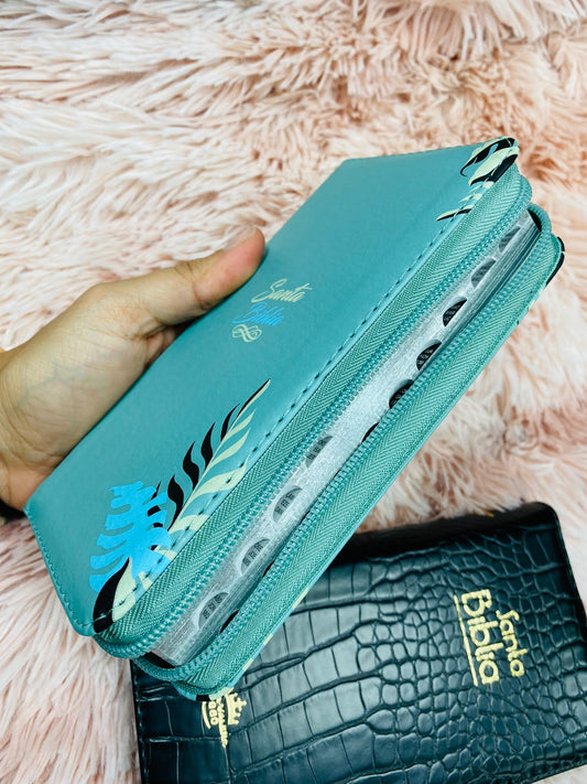 Biblia de bolsillo tipo monedero con cierre e índice letra mediana versión RV1960