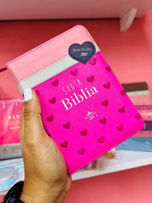 Biblia tamaño bolsillo letra 8 puntos con cierre símil piel versión RV60 con concordancia