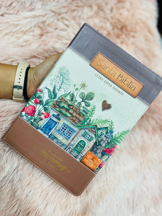 Biblia letra súper gigante 19 puntos con canto pintado versión RV1960 con concordancia