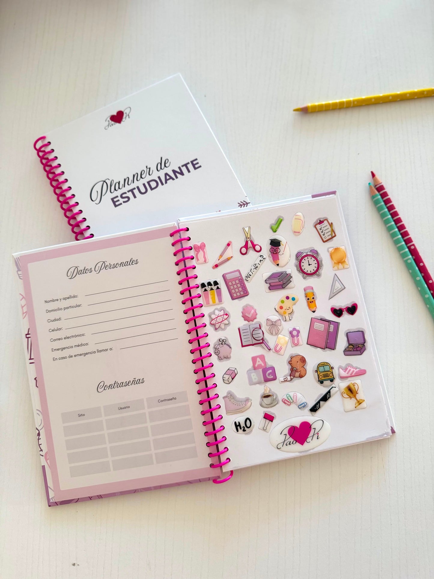 Planner de estudiante con espiral hojas resistentes cartulina brillante de la marca PaoPi